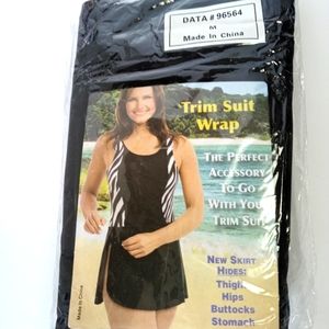 Trim Suit Black Full Coverage Swimsuit Wrap Sz M (14-18) NIB